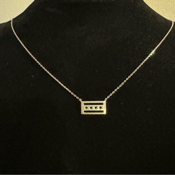 ⚜️3 for $30⚜️ Chicago Flag Pendant Clavicle Necklace (Geometric, Art Deco, Flag) - Picture 6 of 7